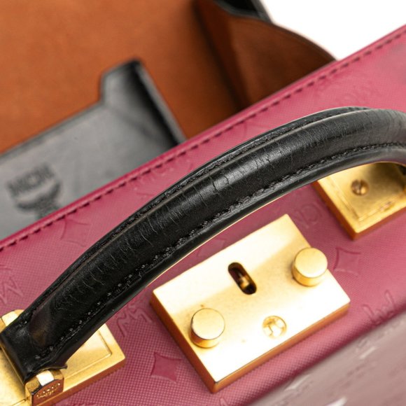 MCM Visetos Logogram Trunk Bag, 2-Way Shoulder Bag in Purple and Black Leather, - Picture 6 of 10